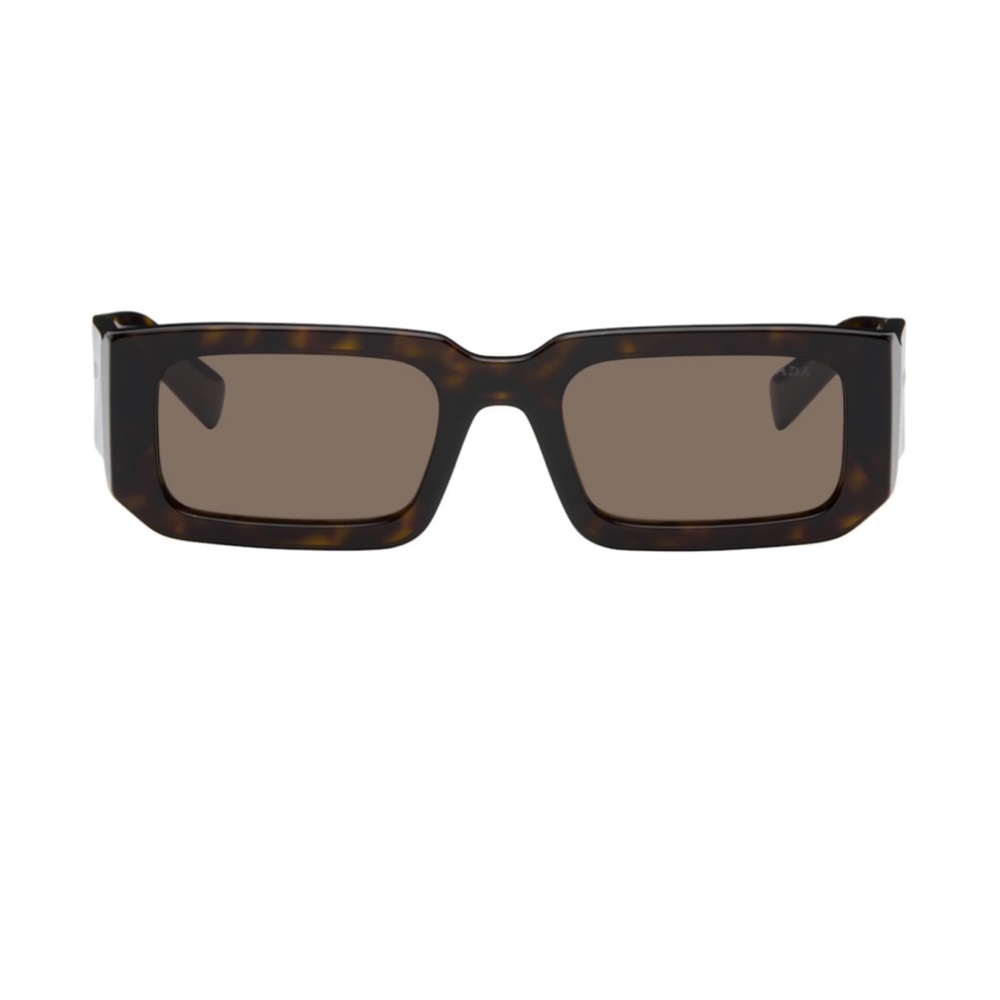 Prada Tortoiseshell Rectangular Sunglasses with Brown Lenses